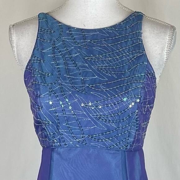 Betsy & Adam Iridescent Bluish Purple Sequins MermaidCore Maxi Dress NWT Size 10 - Picture 2 of 11